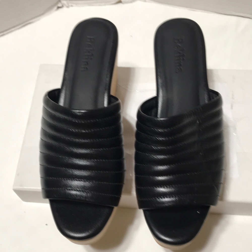 Black Leather Mules by